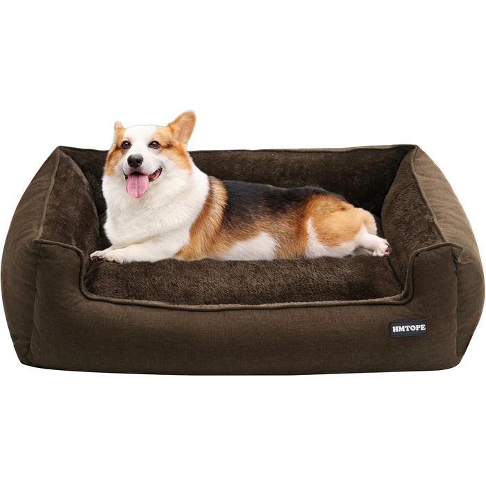 Ліжко для собак, лежанка для собак, подушка для собак, корзина для собак. Знімне та пральне, коричневого кольору, 90 x 75 x 25 см
