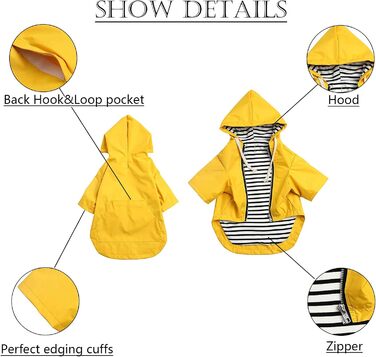 Преміум дощовик для собак Pethiy, водонепроникний дощовик з капюшоном, дощова куртка для собак, жовтий, M