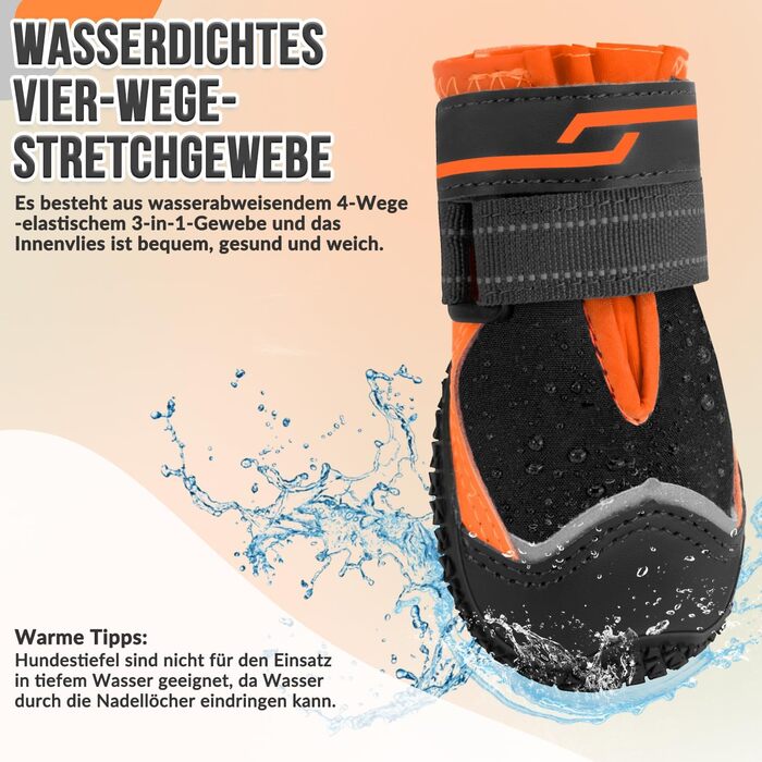 Зручні собачі черевики для захисту лап, 2 шт. - дихаючі, з неслизькою підошвою та світловідбиваючим кріпленням. Підходять для собак маленьких, середніх та великих порід. Ідеально для спорту та прогулянок на відкритому повітрі (Чорний, розмір 8).