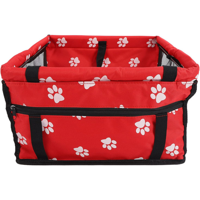 Переноска для тварин з принтом лапок ведмедя, складана переноска для собак з тканини, миється, з ременями безпеки та підтримуючою штангою - комфортна та безпечна для автомобіля та подорожей (сіра штанга з лапками)