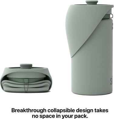 Портативна пляшка для води для собак SÄKER, 1 л, складана, для прогулянок, походів, на відкритому повітрі, як переносна миска для води, дизайн – Монреаль, 550 мл, оливковий/листяний колір для Mich (Leaf It To Me)