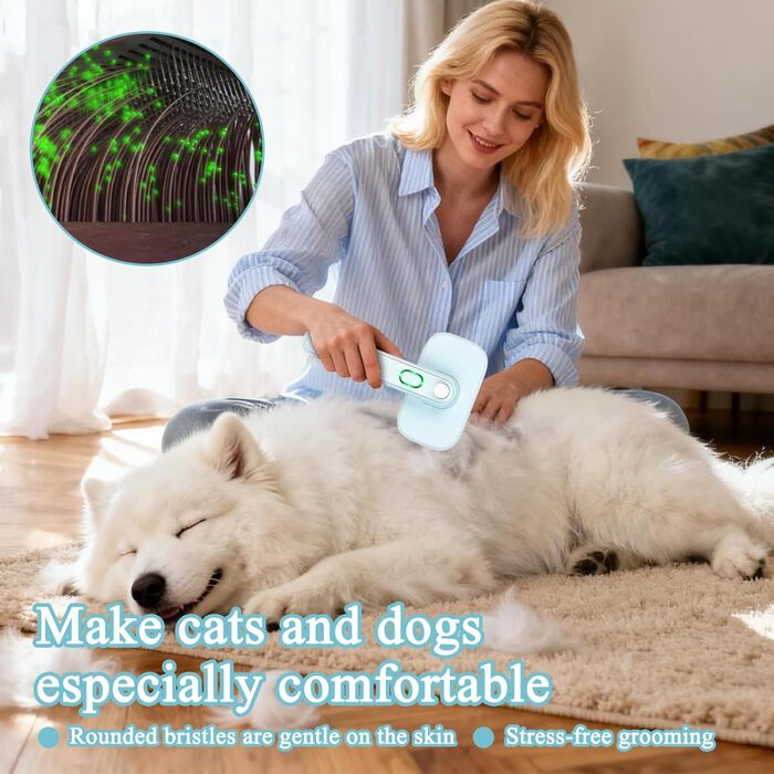 Іонна щітка для тварин Piddy Pet - професійна щітка з подвійним іонізатором, самоочисна щітка для собак та котів з короткою та довгою шерстю, розплутує шерсть