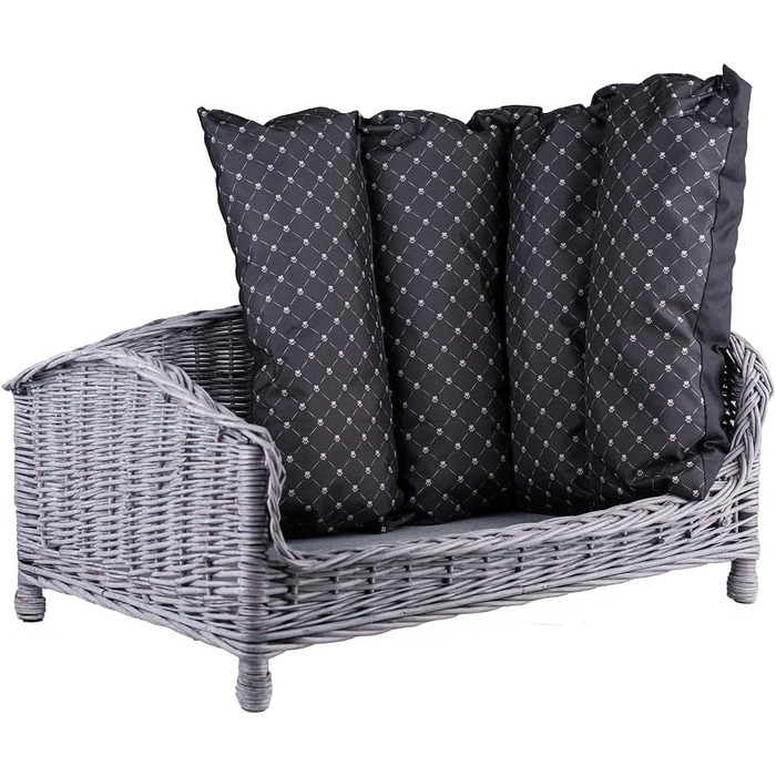 Корзина для тварин з лози: ліжко для собак та котів з м'яким подушком (64x42x35 см)