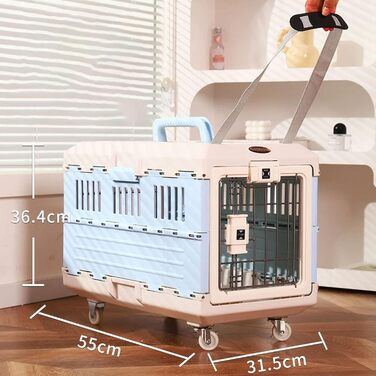 Транспортний бокс для собак та котів, складаний, блакитний, 31.5 x 55 x 36.4 см