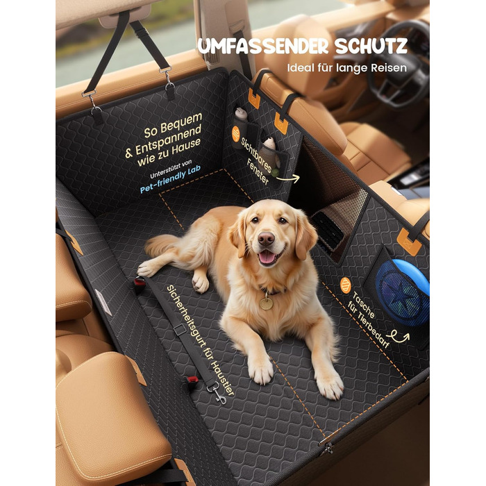 Захист для заднього сидіння авто Lamicall: міцна, вологостійка, для собак до 195 кг, захист від подряпин, підходить для авто та компактних SUV