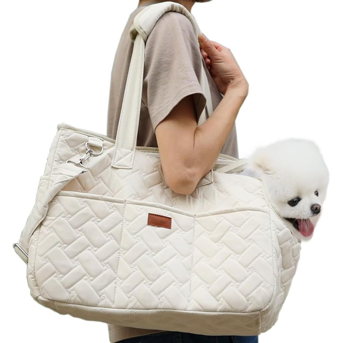 Сумка-переноска для собак та котів HSC Beige: м'яка, з 3 кишенями, до 6.8 кг