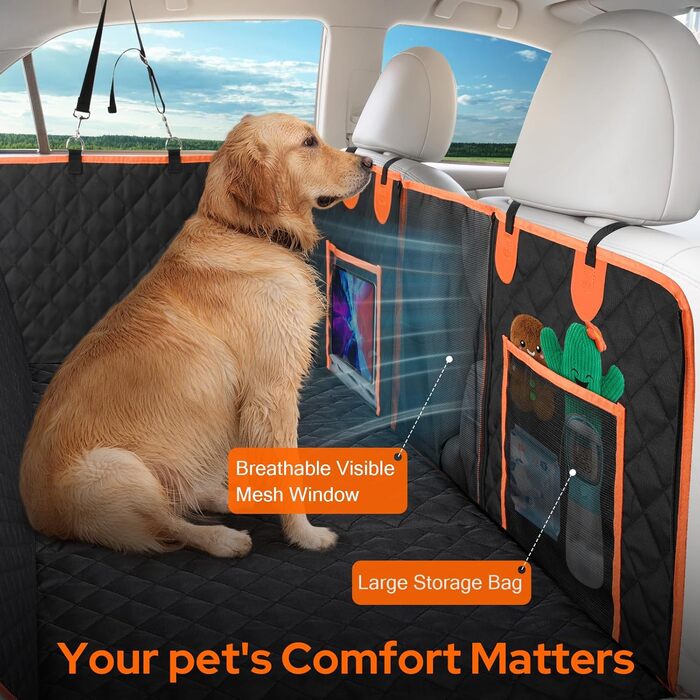 Захист для заднього сидіння автомобіля для собак: водовідштовхуючий килимок, універсальний для всіх авто, SUV та багажника, з металевим кліпом