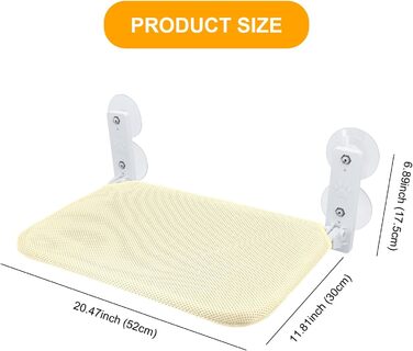 Крісло-гамак для котів Gearific на вікно, розкладне, з 4 присосками, міцним каркасом та дихаючою сіткою (Бежевий, 45 x 30 см)