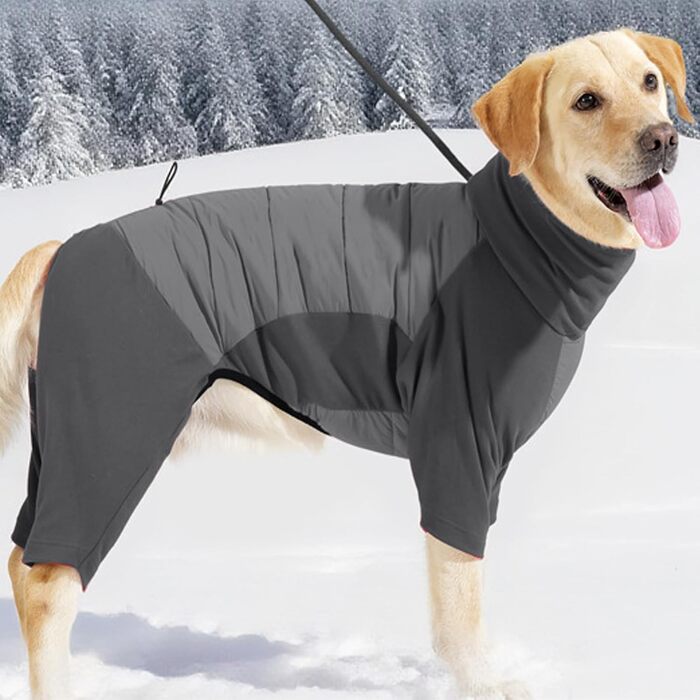 Зимовий теплий одяг для собак - теплий зимовий одяг з високим коміром, регульований, для малих, середніх та великих собак, для прогулянок, походів, кемпінгу (Сірий M)