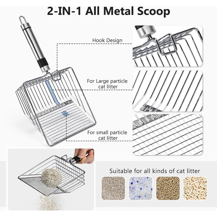 Торгівля туалет для котів з нержавіючої сталі, великий розмір, XL, з кришкою, захист від протікання, не липкий, з килимком та совком, сірий