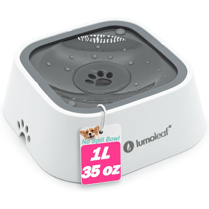 Миска для води для собак LumoLeaf, 1л, анти-розливання, для подорожей, не протікає, миска для собак, котів, тварин