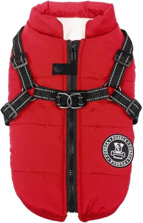 Теплий зимовий одяг для собак: куртка, жилет, плащ, водонепроникний, з кріпленням для шлейки, різні розміри, для маленьких собак, червоний L