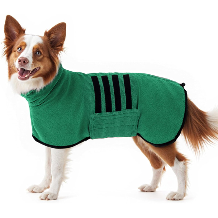 Рушник для собак з мікрофібри, великий, зелений, XXL, швидковисихаючий, з клямками