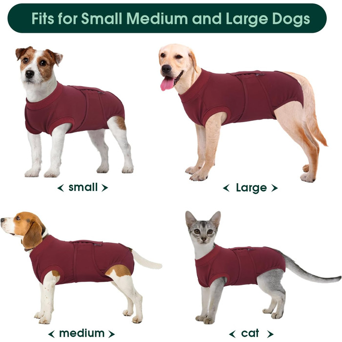 Тіло для собак після операції, захист від лизання, повітропроникний боді для собак після стерилізації/кастрації, рожевий/червоний, XS