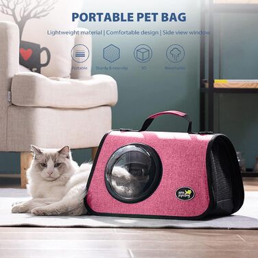 Транспортна сумка для кота/собаки PETCUTE, 41 x 25 x 27 см, складана, з вентиляційними отворами, підходить для середніх котів та маленьких собак, схвалена авіакомпаніями, темно-зелений (рожевий)