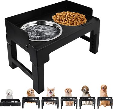 Підвищена годівниця для собак Dokeno, регульована по висоті, велика, для собак великих, середніх та малих порід, миска для повільного годування, не проливаються, стійка для мисок