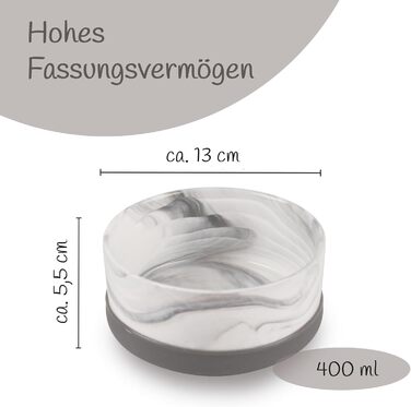 Набір мисок для собак з кераміки (2 шт., сірий, 400 мл) - для маленьких та великих собак, з неслизьким дном, придатні для миття в посудомийній машині