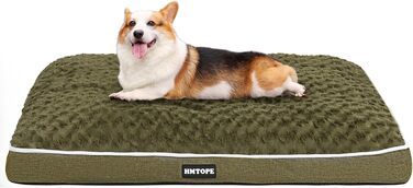 Ортопедичне ліжко для собак, матрац для собак з двоярусним дизайном, миється, знімний кошик для собак, 90 см для собак маленьких та середніх порід (89 x 59 x 10 см, оливковий)