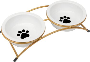 Набір мисок для котів ZONEYILA, 340 мл, керамічні миски для корму та води, підняті на металевій підставці, для котів та маленьких собак, проти блювоти, придатні для миття в посудомийній машині