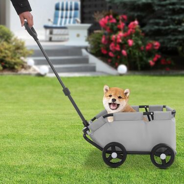 Дитяча коляска для тварин, складана, багатофункціональна, з висувною ручкою, для маленьких собак/іграшок/ляльок, чорна/сіра/рожева (сіра)