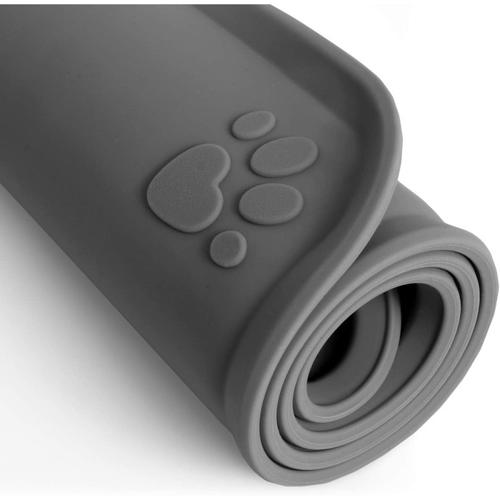 iGadgitz килимок для годівлі домашніх тварин, силіконовий, 47 x 30 см, неслизький, для собак та котів, сірий