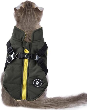Зимова куртка для собак, тепла флісова куртка, водонепроникний антель, утеплена, жилет для цуценят, маленьких, середніх та великих собак (зелений, XS)