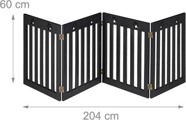 Захисне ворота для собак Relaxdays, 60 x 204 см, чорний, розкладне, MDF