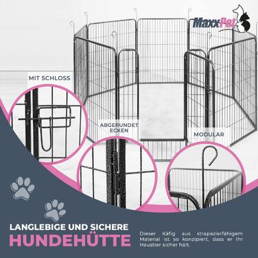 MaxxPet Вольєр для цуценят, складаний з дверима, 16 секцій, 80x80 см, для дому та саду
