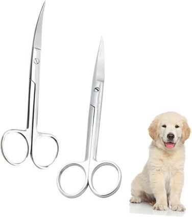 Набір з 2 професійних ножиць для грумінгу домашніх тварин Ipetboom з нержавіючої сталі, круглий ножі, для дому та салону, прямі та зігнуті кінчики