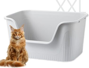 Vealind Великий туалет для котів Jumbo, 78,9×53,3×40,6 см, сірий, легко чиститься, високі борти, для великих і кількох котів
