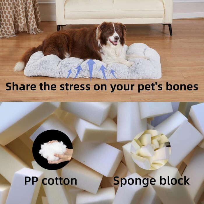 М'яка подушка для собак середніх порід, сірого кольору, 75x50x10 см, з неслизьким покриттям, знімна та пральна