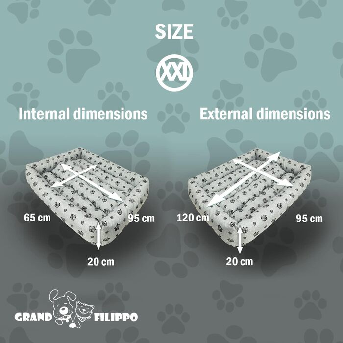 Водонепроникне ліжко для собак - ліжка для маленьких та великих собак - ліжко для собак з неслизьким дном - собачий кошик, собачий лежак (120x90x20, сіре льоноподібне, 