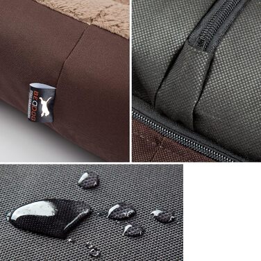 Ліжко для собак BedDog Teddy XL, коричнево-бежеве, 100x85x23 см, з міцного кордура та мікрофлесу, з бортиком, для дому та вулиці