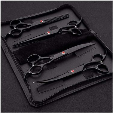 Професійна ножиця для собак, вигнута ножиця для грумінгу, чорна