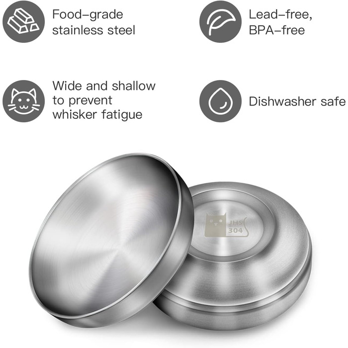 Миски для котів з нержавіючої сталі, широкі та плоскі (2 шт.)