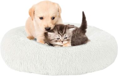 М'яке кругле ліжко для котів та собак. Ліжко-подушка для тварин, 70см, біле. Підходить для котів та собак середніх розмірів. Легко миється.