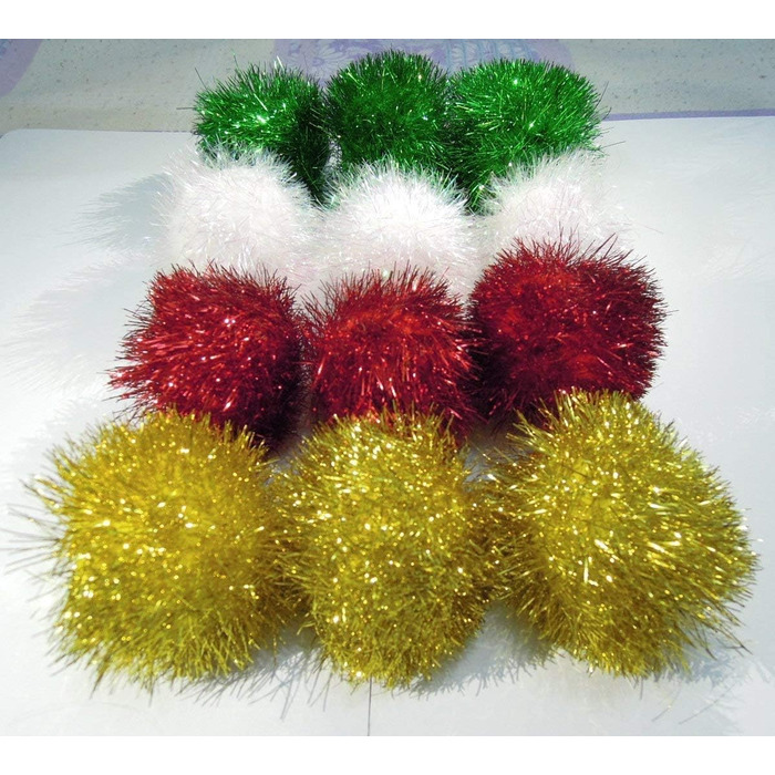 Інтерактивні іграшкові м'ячики PETFAVORITES Sparkle Ball для котів, 12 шт, блискучі помпони для кошенят
