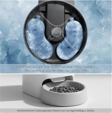 Автоматичний дозатор корму для котів та собак, 8oz*4 прийоми їжі, з таймером, з замком безпеки, з 2 охолоджувальними акумуляторами (Чорний)