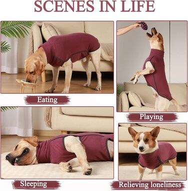 Теплий пуловер для собак, флісовий халат, зимовий халат для собак, пуловер для маленьких, середніх та великих собак - бордовий (S)