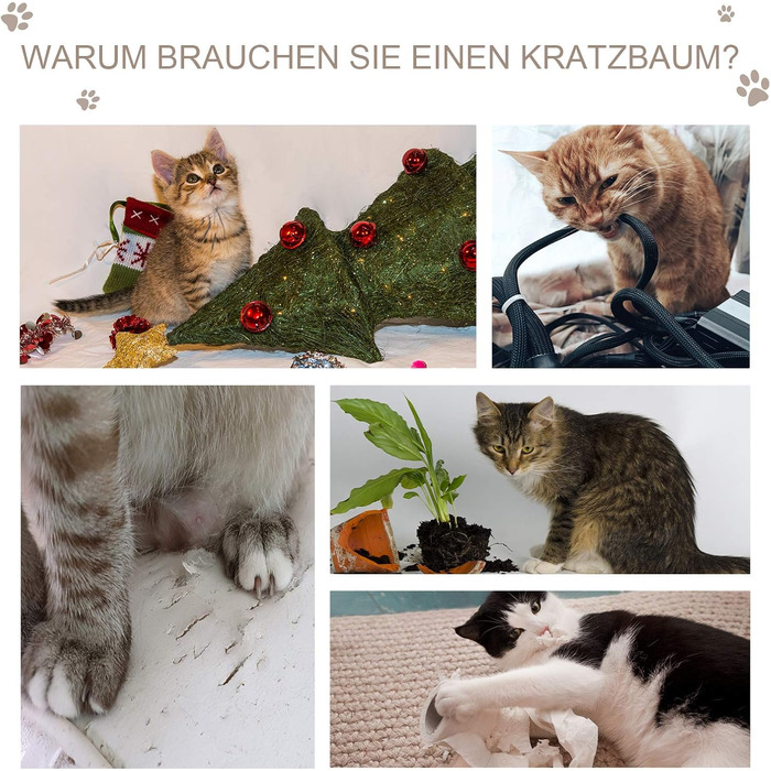 Будиночок для котів PawHut з когтеточкою, сірий, 48,5x30x30 см, з сизалем