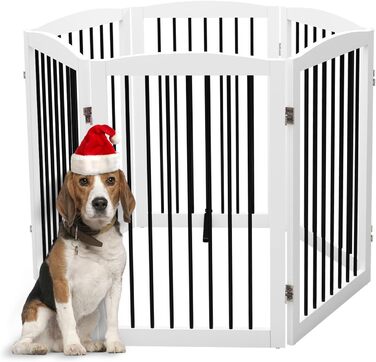 Гілка для собак HOLTICO без свердління, металево-дерев'яна, розкладна, біла, 3 панелі