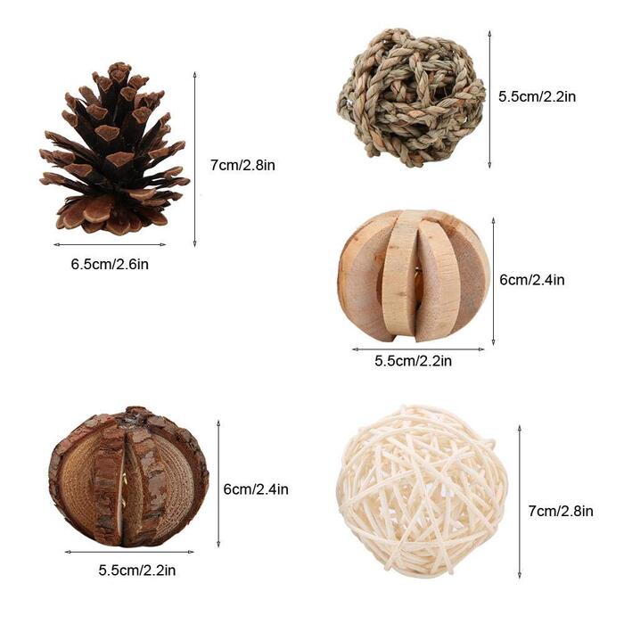 5 дерев'яних іграшок для дрібних тварин: іграшки для гризучих, дерев'яні кульки, розвиваючі іграшки для хом'яків, щурів, кроликів. Догляд за зубами