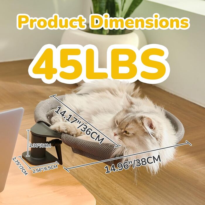 Кішка-гамак CATISM: крутиться на 360°, зручне ліжко-кошик для котів, сірий, 36x38 см, до 20 кг