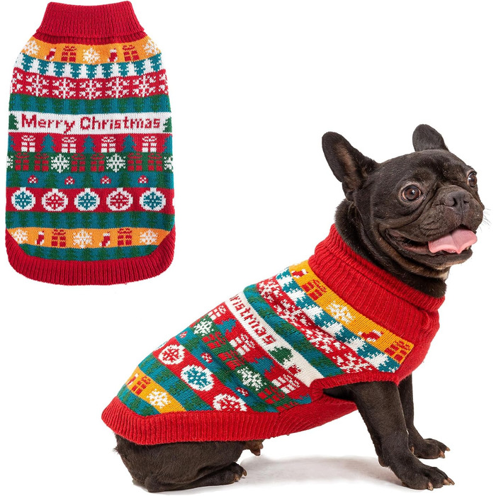 Пуловер для собак EXPAWLORER на Новий рік: теплий, модний, для малих, середніх та великих собак, розмір XL (S-M)