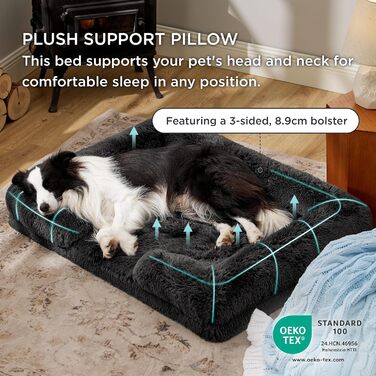 Ортопедичне ліжко для собак BEDSURE - 71x58 см. Зручне ліжко-софа для маленьких собак з ефектом пам'яті, миється, нековзне, ортопедичне