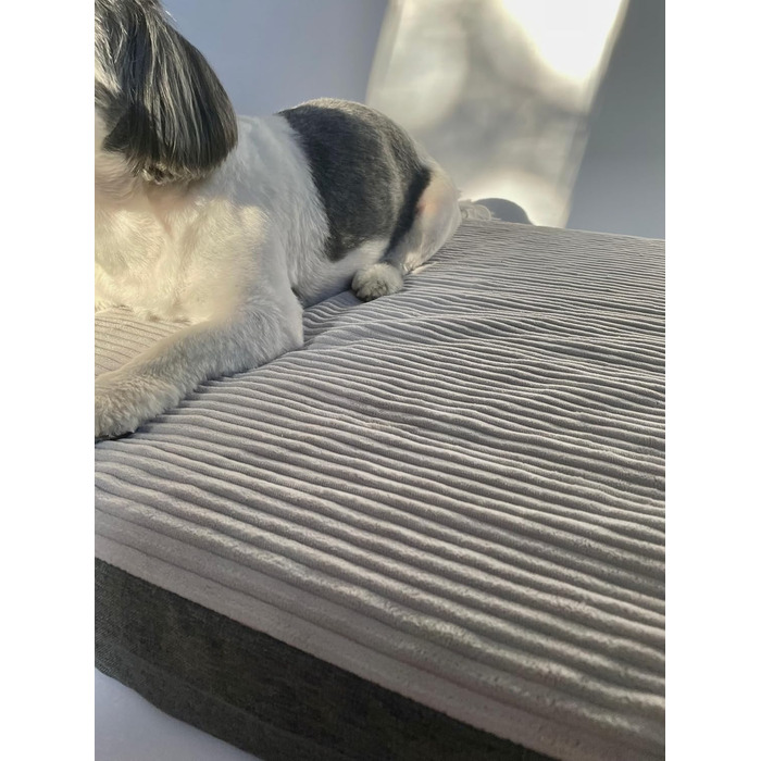 Ортопедичне велике ліжко для собак, подушка для собак, матрац для собак з пральною наволочкою, щадяще для суглобів, собаче ліжко/матрац з можливістю гравіювання імені (сірий, L 90 см x W 70 см x H 10 см)