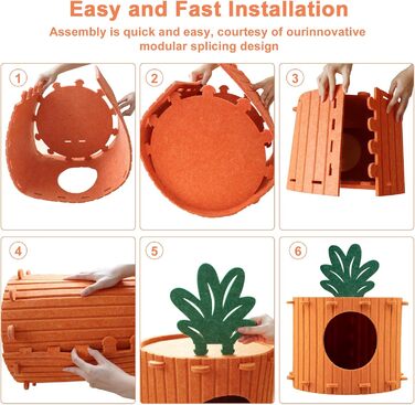 Двоярусна кігтеточка-будиночок для котів з платформою та іграшкою, 60x40x40 см