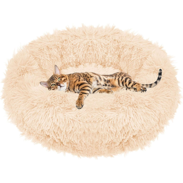 Кругле ліжко для собак Springos з антиковзною основою, 70 см, кремовий колір