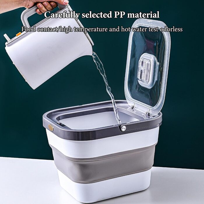 Контейнер для корму для тварин, 10 кг, складаний, герметичний, сірий. Підходить для котячого та собачого корму, ласощів, гранул