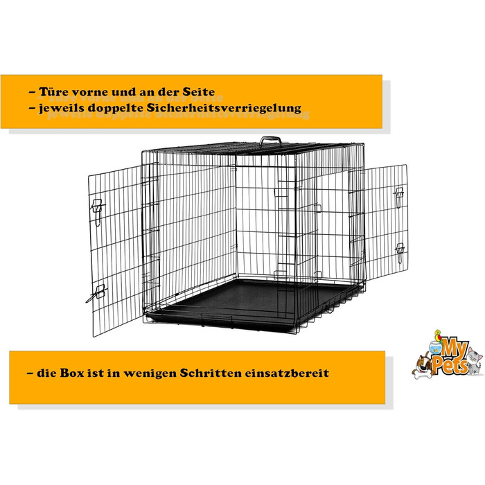 Клітка для собак MYPETS X-Treme Safe з піддоном, для дому та вулиці, 91x60x66 см